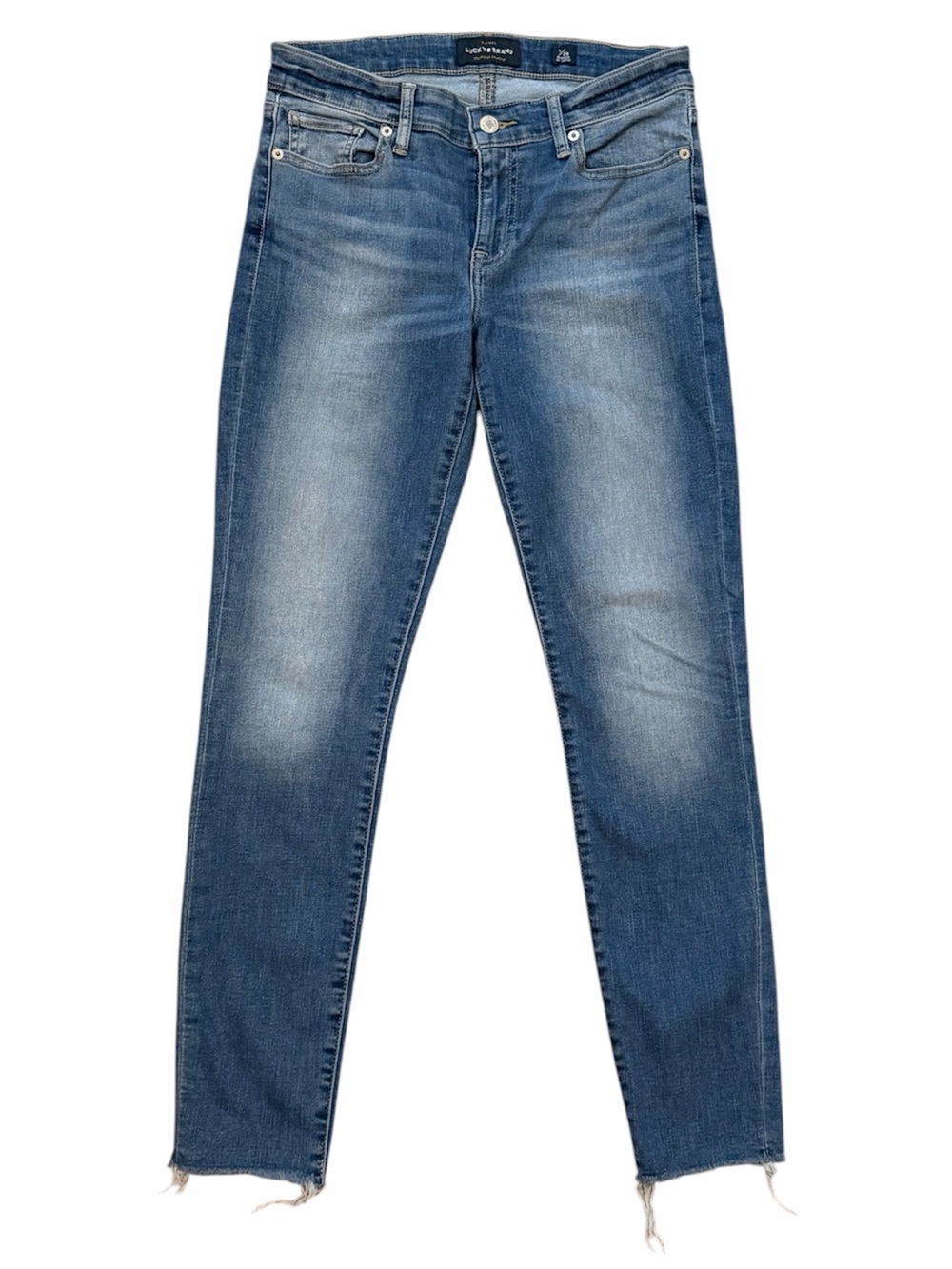 LUCKY BRAND Stella Cropped Skinny Jeans with Raw Hem in Medium Wash Size 28/6